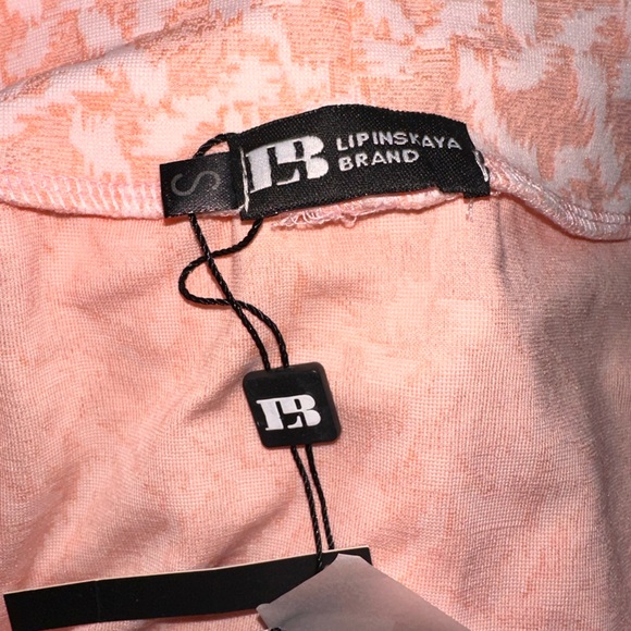 Lipinskaya Brand Peach and White Stretch Bodycon Midi Dress S NWT - Picture 8 of 8